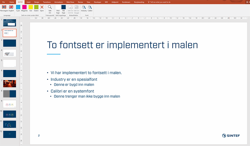 Funksjon for fontswitch i PowerPoint