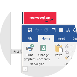 Norweigan: Letter template with function for pre-printed paper